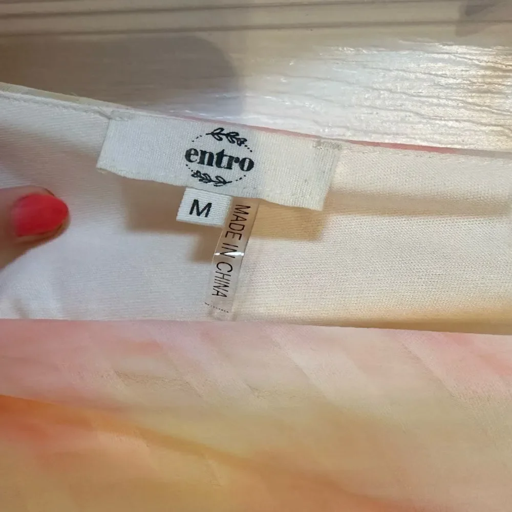 Entro Light Pink Lemon Yellow Mini Dress Medium - Picture 7 of 10